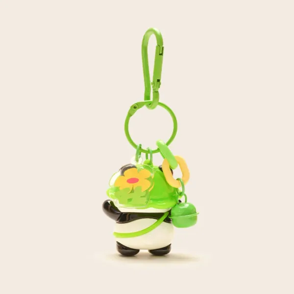 Back view of Green cute panda keychain