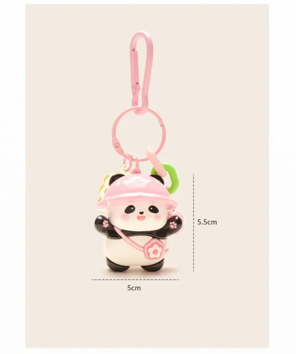 The Size of Pink cute panda keychain