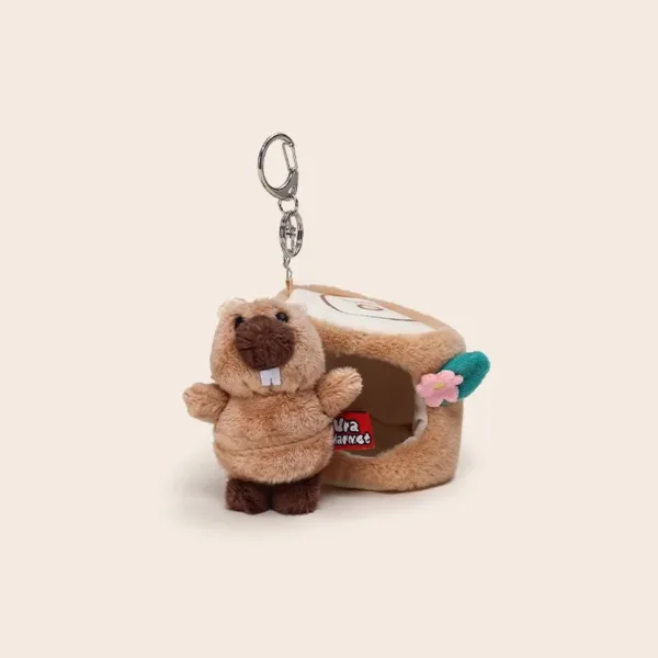 light brown Cute Groundhog in house Keychain
