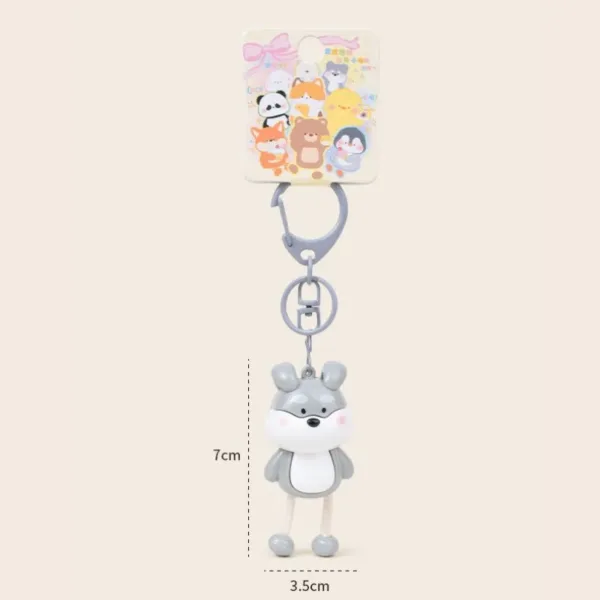 Cute gray husky dog keychain charm with lobster clasp, 7cm tall and 3.5cm wide