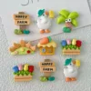 Cute Happy Farm resin charms featuring ducks, tulips, carrots, and wooden signs